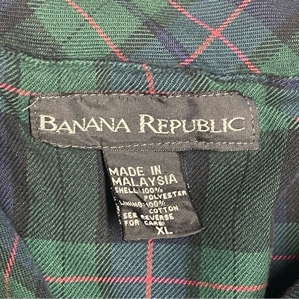 Vintage Banana Republic Quarter Zip Fleece Size XL Flannel Lined Sweater Blue - Picture 6 of 9